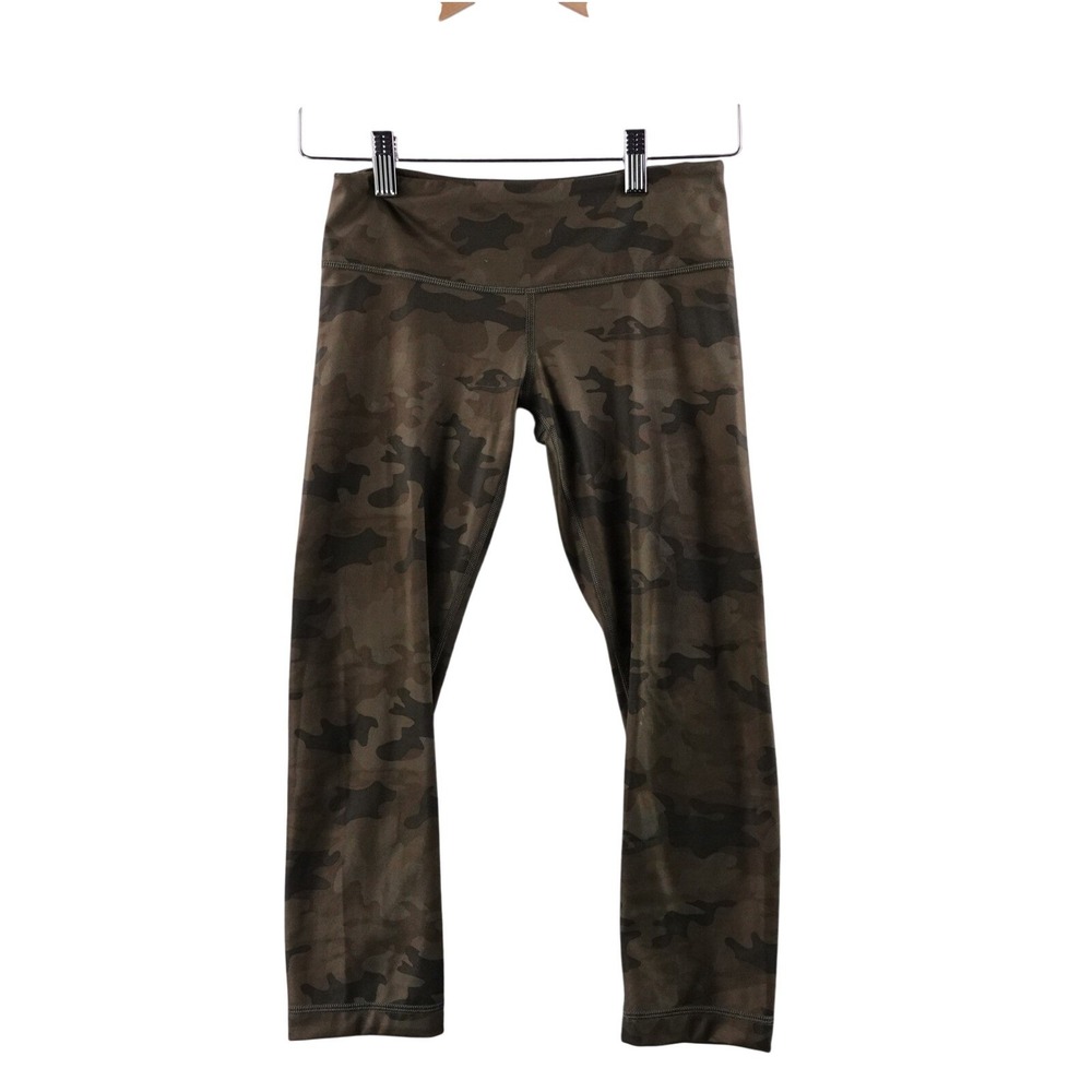 Lululemon‎ Align Camo Crop Leggings Pants Women Size 4 Olive Green Athleisure